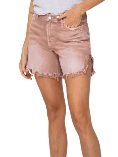 Vervet By Flying Monkey Checks The Boxes Denim Short In Rust In Pink
