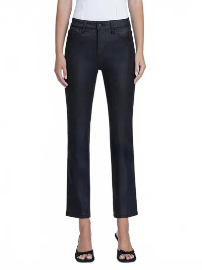 Vervet By Flying Monkey Coated High Rise Slim Straight Jeans In Black