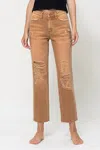 Vervet By Flying Monkey Coco Straight Cropped Jeans In Zoe Autumn In Multi