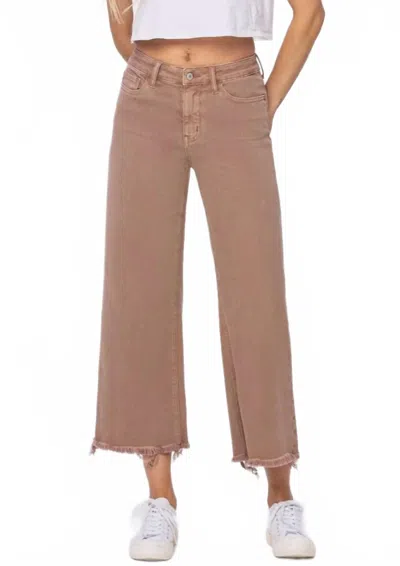 Vervet By Flying Monkey Cropped Wide Leg Jeans In Chocolate Malt In Purple