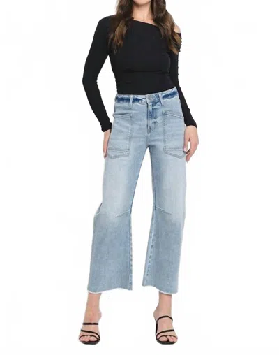 Vervet By Flying Monkey Curvy High-rise Barrel Jean In Light Wash In Blue