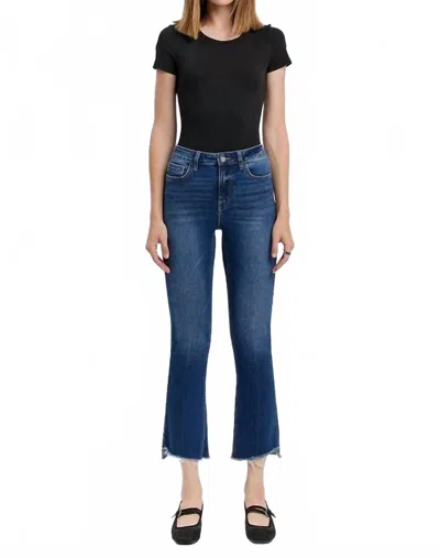 Vervet By Flying Monkey Curvy High-rise Raw Hem Kick Flare Jean In Dark Wash In Black