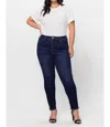 Vervet By Flying Monkey Curvy High Rise Skinny Jeans In Dark Wash In Blue