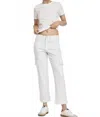 Vervet By Flying Monkey Dani High Rise Straight Leg Cargo Jeans In White In White