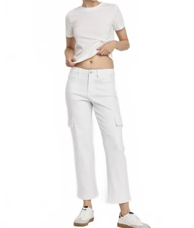 Vervet By Flying Monkey Dani High Rise Straight Leg Cargo Jeans In White