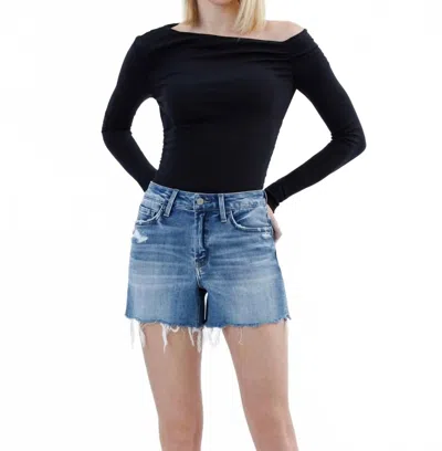 Vervet By Flying Monkey Disarming High Rise Denim Shorts In Blue