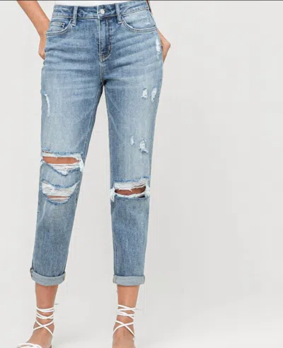 Vervet By Flying Monkey Distressed Boyfriend Jeans In Dreamland In Multi