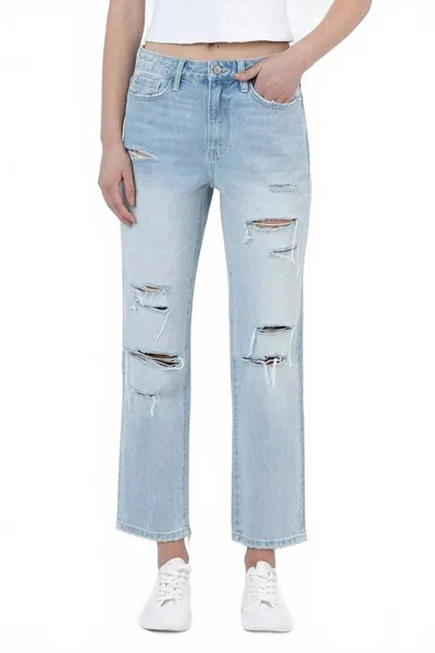 Vervet By Flying Monkey Distressed Crop Straight Jean In Blue