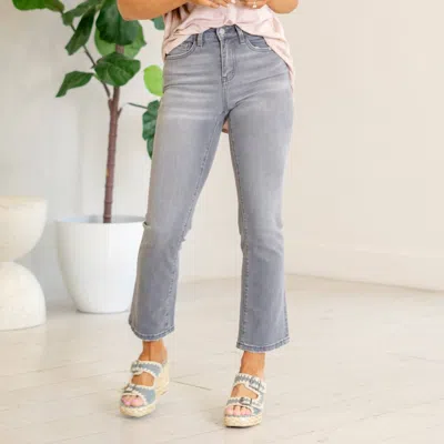 Vervet By Flying Monkey Dive High Rise Ankle Boot Cut Jean In Grey In Gray