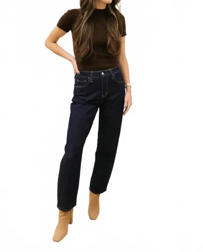 Vervet By Flying Monkey Divinity High Rise Slim Barrel Jeans In Dark Wash In Blue