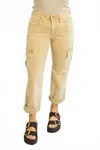 Vervet By Flying Monkey Dixie High Rise Relaxed Straight Cargo Jeans - Plus Size In Beige In Nude