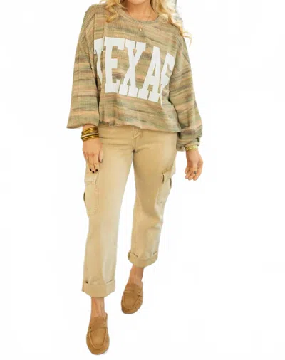 Vervet By Flying Monkey Dixie High Rise Relaxed Straight Cargo Jeans In Beige In Neutral