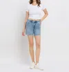 Vervet By Flying Monkey Done Deal High Rise Midi Shorts In Blue