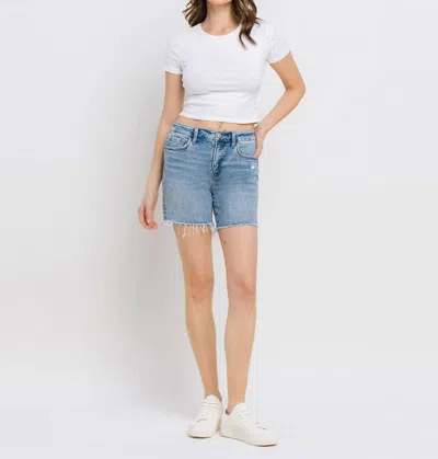 Vervet By Flying Monkey Done Deal High Rise Midi Shorts In Blue