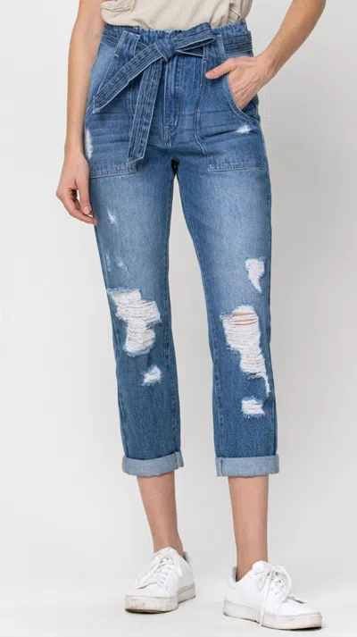 Vervet By Flying Monkey Emma Cropped Jeans In Denim In Blue