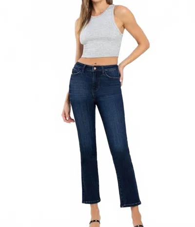 VERVET BY FLYING MONKEY EMMA HIGH RISE ANKLE SLIM STRAIGHT JEANS IN NAVY BLUE