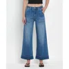 Vervet By Flying Monkey Enviably High Rise Double Cuffed Baggy Wide Jeans In Blue In Blue