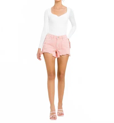 Vervet By Flying Monkey Frayed Hem Shorts In Pink