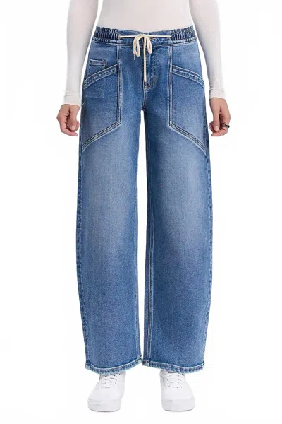 Vervet By Flying Monkey Freeflow Barrel Jeans In Upstanding In Blue