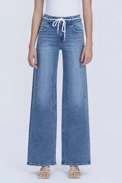 Vervet By Flying Monkey Fresh Start Rope-tie Jeans In Medium Blue