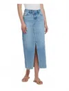 Vervet By Flying Monkey Front Slit Maxi Midi Denim Skirt In Medium Blue In Blue