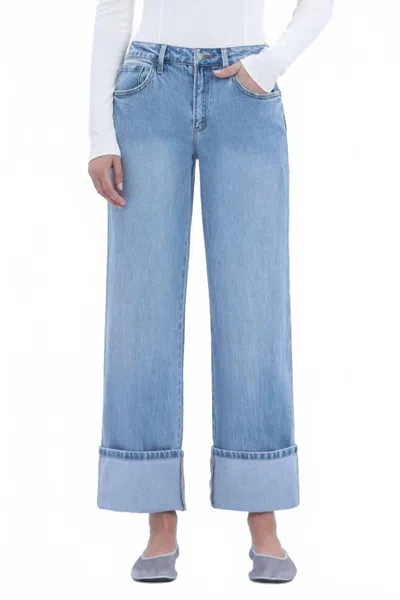 Vervet By Flying Monkey Gabby Super High Rise Baggy Cuffed Straight Jeans In Enrapture In Blue