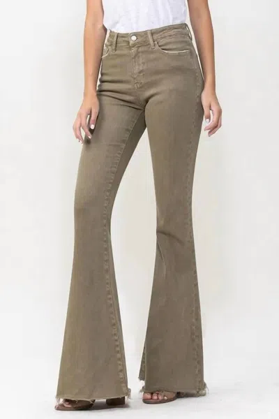 Vervet By Flying Monkey Ginger High Rise Flare Jeans In Green