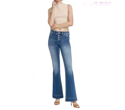 Vervet By Flying Monkey Gleefully Plus Size Mid Rise Trouser Hem Flare Jeans In Blue
