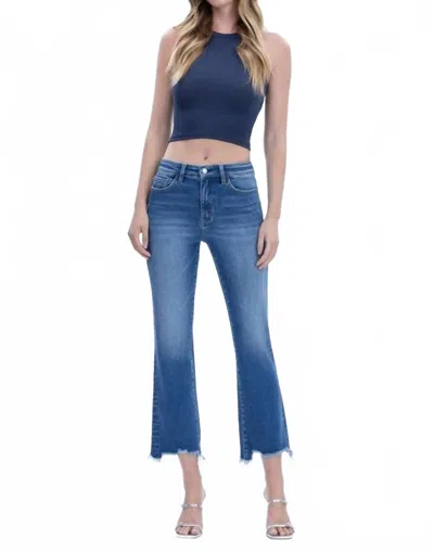 Vervet By Flying Monkey Hannah Distressed Hem Kick Flare Jeans In Denim Blue In Multi