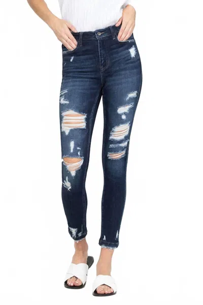 Vervet By Flying Monkey Haylie High Rise Skinny Distressed Jean In Blue