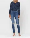 Vervet By Flying Monkey Haylie High Rise Skinny Jean In Blue In Blue