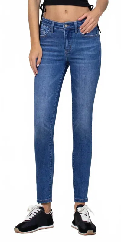 Vervet By Flying Monkey Haylie High Rise Skinny Jean In Med Wash In Blue