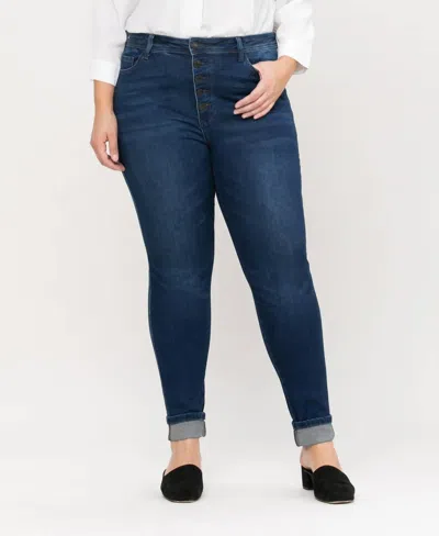 Vervet By Flying Monkey Haylie High-rise Skinny Jeans In Dark Wash In Blue