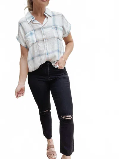 Vervet By Flying Monkey Heidi High Rise Straight Leg With Raw Hem In Black In White