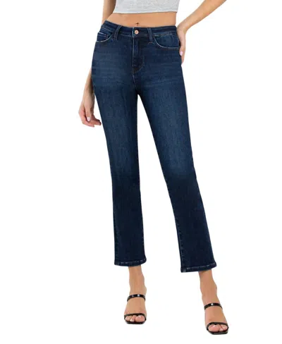 Vervet By Flying Monkey High Rise Ankle Slim Straight Jeans In Dark Wash In Blue