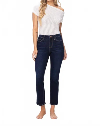 Vervet By Flying Monkey High Rise Ankle Slim Straight Jeans In Enraptured Dark Wash In Blue