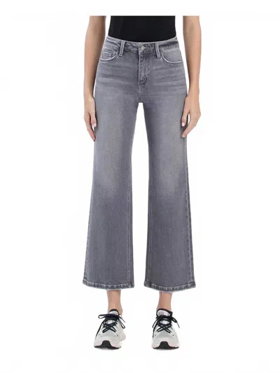 Vervet By Flying Monkey High Rise Ankle Slim Wide Leg Jeans In Gray Wash In Blue