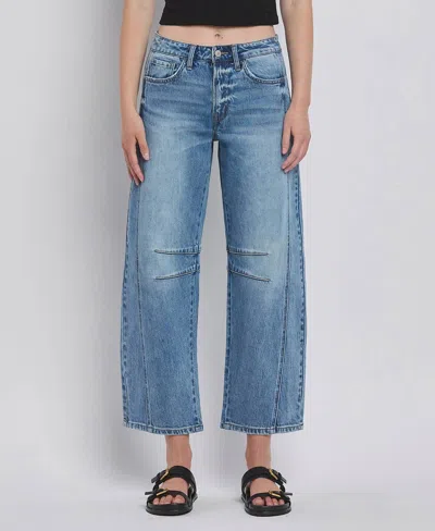 Vervet By Flying Monkey High Rise Barrel Jeans In Medium Wash