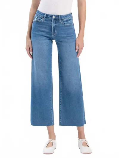 Vervet By Flying Monkey High Rise Clean Cut Raw Hem Crop Slim Wide Jeans In Right In Multi
