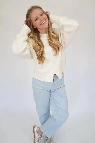 Vervet By Flying Monkey High Rise Coastal Stripe Barrel Leg Jeans In Light Blue Denim In Multi