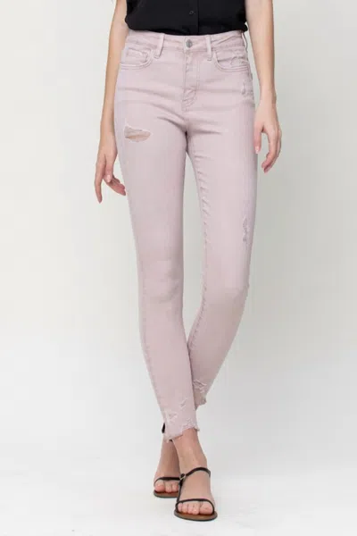 Vervet By Flying Monkey High Rise Crop Skinny Jean In Peony In Red