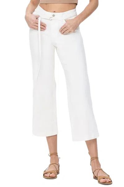 Vervet By Flying Monkey High Rise Crop Wide Leg Jean In Creamy White In Multi