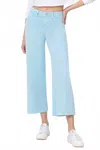 Vervet By Flying Monkey High Rise Crop Wide Leg Jeans In Pastel Turquoise In Blue