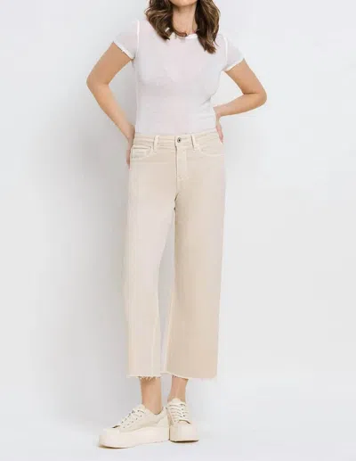 Vervet By Flying Monkey High Rise Crop Wide Leg Jeans In White Swan