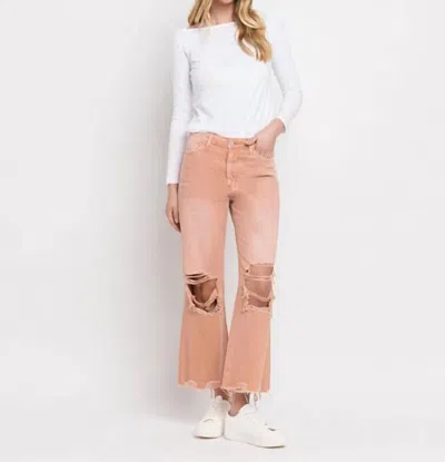 Vervet By Flying Monkey High Rise Cropped Flare Jeans In Brandied Melon
