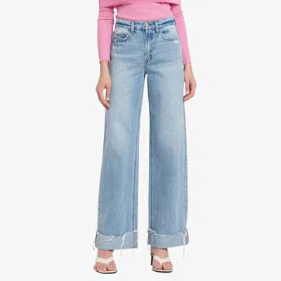 Vervet By Flying Monkey High Rise Cuff Baggy Jeans In Light Denim