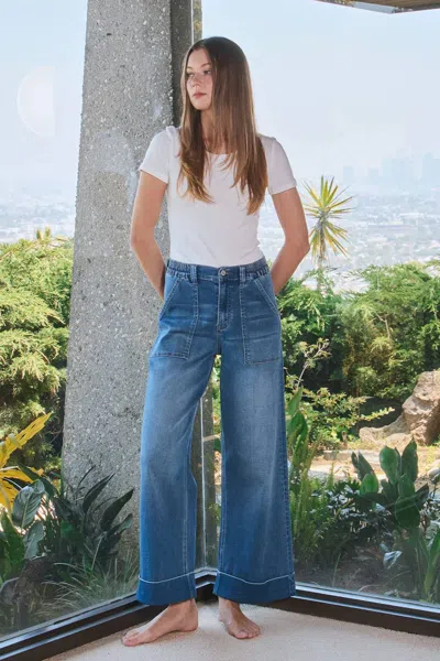 Vervet By Flying Monkey High Rise Cuffed Baggy Jean In Blue