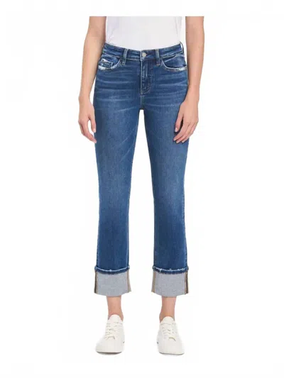 Vervet By Flying Monkey High Rise Cuffed Slim Straight Jeans In Blue