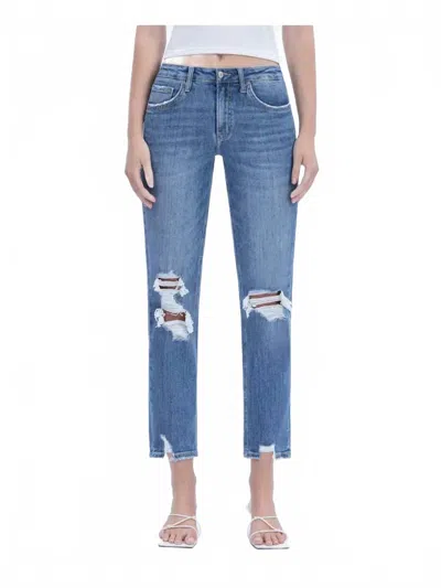 Vervet By Flying Monkey High Rise Distressed Boyfriend Fit Jeans In Privileged In Blue