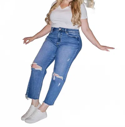 Vervet By Flying Monkey High Rise Distressed Crop Jeans - Plus In Blue